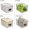 imagemDesign Large Metal Farmhouse Storage Organizer Bin Baskets with Label Slot for Closet Cabinet Cupboard  Wire Organizing Basket Holds Clothing Linens Shoes Omaha Collection 2 Pack Bronze