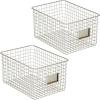 imagemDesign Large Metal Farmhouse Storage Organizer Bin Baskets with Label Slot for Closet Cabinet Cupboard  Wire Organizing Basket Holds Clothing Linens Shoes Omaha Collection 2 Pack Satin