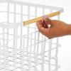 imagemDesign Metal Steel Wire Square Organizer Storage Basket wBamboo Handles for Closet Shelves Holds Linens Blankets Slippers Scarves Hats Gloves  Yami Collection  2 Pack  Matte WhiteNatural
