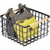 imagemDesign Metal Steel Wire Square Organizer Storage Basket wBamboo Handles for Closet Shelves Holds Linens Blankets Slippers Scarves Hats Gloves  Yami Collection  2 Pack  Matte BlackNatural