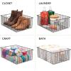imagemDesign Metal Wire Closet Storage Basket Organizer with Handles for Organizing Bedroom Bathroom Mudroom Entryway Hallway or Linen Closets  Concerto Collection  4 Pack  Bronze