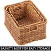 imagemDesign Rectangular Woven Braided Rope Home Storage Baskets with Handles  for Organizing Closet Bedroom Bathroom Living Room Entryway Office  Nested Bins in Different Sizes  Set of 3  Camel