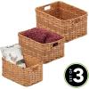 imagemDesign Rectangular Woven Braided Rope Home Storage Baskets with Handles  for Organizing Closet Bedroom Bathroom Living Room Entryway Office  Nested Bins in Different Sizes  Set of 3  Camel