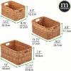 imagemDesign Rectangular Woven Braided Rope Home Storage Baskets with Handles  for Organizing Closet Bedroom Bathroom Living Room Entryway Office  Nested Bins in Different Sizes  Set of 3  Camel