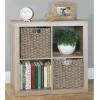 imagemDesign Seagrass Woven Cube Basket Organizer with Handles  Storage for Bedroom Office Living Room Bathroom Perfect for Cubby Storage Units  Hold Blankets Magazines Books  4 Pack  Gray Wash