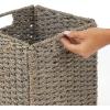 imagemDesign Seagrass Woven Cube Basket Organizer with Handles  Storage for Bedroom Office Living Room Bathroom Perfect for Cubby Storage Units  Hold Blankets Magazines Books  4 Pack  Gray Wash
