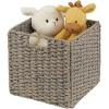 imagemDesign Seagrass Woven Cube Basket Organizer with Handles  Storage for Bedroom Office Living Room Bathroom Perfect for Cubby Storage Units  Hold Blankets Magazines Books  4 Pack  Gray Wash