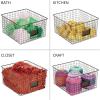 imagemDesign Wide Metal Farmhouse Storage Organizer Bin Baskets with Label Slot for Closet Cabinet Cupboard  Wire Organizing Basket Holds Clothing Linens Shoes Omaha Collection 4 Pack Bronze