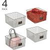 imagemDesign Wide Metal Farmhouse Storage Organizer Bin Baskets with Label Slot for Closet Cabinet Cupboard  Wire Organizing Basket Holds Clothing Linens Shoes Omaha Collection 4 Pack Bronze