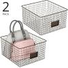 imagemDesign Wide Metal Farmhouse Storage Organizer Bin Baskets with Label Slot for Closet Cabinet Cupboard  Wire Organizing Basket Holds Clothing Linens Shoes Omaha Collection 2 Pack Bronze