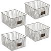 imagemDesign Wide Metal Farmhouse Storage Organizer Bin Baskets with Label Slot for Closet Cabinet Cupboard  Wire Organizing Basket Holds Clothing Linens Shoes Omaha Collection 4 Pack Bronze