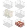 imagemDesign Metal Steel Wire Storage Basket Bin wBuiltin Handle Open Top Industrial Design for Closet Shelf Organization Organize Clothes Accessories Carson Collection  6 Pack  Matte White