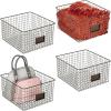 imagemDesign Wide Metal Farmhouse Storage Organizer Bin Baskets with Label Slot for Closet Cabinet Cupboard  Wire Organizing Basket Holds Clothing Linens Shoes Omaha Collection 4 Pack Bronze