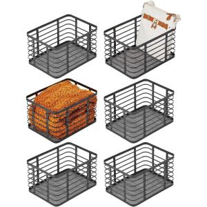 imagemDesign Metal Steel Wire Storage Basket Bin wBuiltin Handle Open Top Industrial Design for Closet Shelf Organization Organize Clothes Accessories Carson Collection  6 Pack  Matte Black