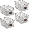 imagemDesign Large Metal Farmhouse Storage Organizer Bin Baskets with Label Slot for Closet Cabinet Cupboard  Wire Organizing Basket Holds Clothing Linens Shoes Omaha Collection 4 Pack Bronze