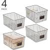 imagemDesign Large Metal Farmhouse Storage Organizer Bin Baskets with Label Slot for Closet Cabinet Cupboard  Wire Organizing Basket Holds Clothing Linens Shoes Omaha Collection 4 Pack Bronze