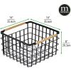 imagemDesign Metal Steel Wire Square Organizer Storage Basket wBamboo Handles for Closet Shelves Holds Linens Blankets Slippers Scarves Hats Gloves  Yami Collection  Matte BlackNatural
