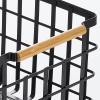 imagemDesign Metal Wire Closet Storage Basket Bin Organizer with Wood Handles for Bedroom Bathroom Mudroom Entryway Hallway or Linen Closet Organization  Yami Collection  4 Pack Matte BlackNatural