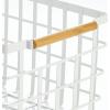 imagemDesign Metal Wire Closet Storage Basket Bin Organizer with Wood Handles for Bedroom Bathroom Mudroom Entryway Hallway or Linen Closet Organization  Yami Collection  2 Pack Matte WhiteNatural
