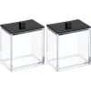 imagemDesign Plastic Rectangle Apothecary Canister  Organizer for Bathroom Vanity Countertop Shelf Decor  Holds Cotton Swabs Soap Makeup Bath Salts  Lumiere Collection  2 Pack  ClearBlack