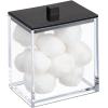 imagemDesign Plastic Rectangle Apothecary Canister  Organizer for Bathroom Vanity Countertop Shelf Decor  Holds Cotton Swabs Soap Makeup Bath Salts  Lumiere Collection  2 Pack  ClearBlack