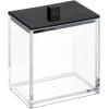 imagemDesign Plastic Rectangle Apothecary Canister  Organizer for Bathroom Vanity Countertop Shelf Decor  Holds Cotton Swabs Soap Makeup Bath Salts  Lumiere Collection  2 Pack  ClearBlack