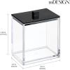imagemDesign Plastic Rectangle Apothecary Canister  Organizer for Bathroom Vanity Countertop Shelf Decor  Holds Cotton Swabs Soap Makeup Bath Salts  Lumiere Collection  2 Pack  ClearBlack
