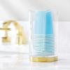 imagemDesign Plastic Small Compact Disposable Paper Cup Dispenser  Mouthwash Rinsing Cups Storage Holder for Bathroom Vanity Countertops Makeup Table Powder Room  Lumiere Collection ClearSoft Brass