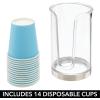imagemDesign Plastic Small Compact Disposable Paper Cup Dispenser Mouthwash Rinsing Cups Storage Holder for Bathroom Vanity Countertops Makeup Table Powder Room Lumiere Collection ClearBrushed Chrome