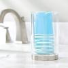imagemDesign Plastic Small Compact Disposable Paper Cup Dispenser Mouthwash Rinsing Cups Storage Holder for Bathroom Vanity Countertops Makeup Table Powder Room Lumiere Collection ClearBrushed Chrome