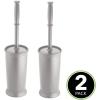 imagemDesign Toilet Bowl Brush and Holder  Covered Bathroom Brush  Standing Scrubber in Modern Holder  Space Saving Deep Cleaning for Toilet  2 Pack Silver