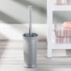 imagemDesign Toilet Bowl Brush and Holder  Covered Bathroom Brush  Standing Scrubber in Modern Holder  Space Saving Deep Cleaning for Toilet  2 Pack Silver