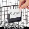 imagemDesign Wide Metal Farmhouse Storage Organizer Bin Baskets with Label Slot for Closet Cabinet Cupboard  Wire Organizing Basket Holds Clothing Linens Shoes Omaha Collection 2 Pack Matte Black