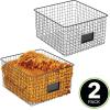 imagemDesign Wide Metal Farmhouse Storage Organizer Bin Baskets with Label Slot for Closet Cabinet Cupboard  Wire Organizing Basket Holds Clothing Linens Shoes Omaha Collection 2 Pack Matte Black