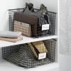imagemDesign Wide Metal Farmhouse Storage Organizer Bin Baskets with Label Slot for Closet Cabinet Cupboard  Wire Organizing Basket Holds Clothing Linens Shoes Omaha Collection 2 Pack Matte Black