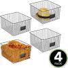 imagemDesign Wide Metal Farmhouse Storage Organizer Bin Baskets with Label Slot for Closet Cabinet Cupboard  Wire Organizing Basket Holds Clothing Linens Shoes Omaha Collection 4 Pack Matte Black