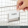 imagemDesign Wide Metal Farmhouse Storage Organizer Bin Baskets with Label Slot for Closet Cabinet Cupboard  Wire Organizing Basket Holds Clothing Linens Shoes Omaha Collection 4 Pack Satin