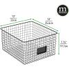 imagemDesign Wide Metal Farmhouse Storage Organizer Bin Baskets with Label Slot for Closet Cabinet Cupboard  Wire Organizing Basket Holds Clothing Linens Shoes Omaha Collection 4 Pack Matte Black