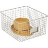 imagemDesign Wide Metal Farmhouse Storage Organizer Bin Baskets with Label Slot for Closet Cabinet Cupboard  Wire Organizing Basket Holds Clothing Linens Shoes Omaha Collection 4 Pack Satin
