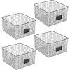 imagemDesign Wide Metal Farmhouse Storage Organizer Bin Baskets with Label Slot for Closet Cabinet Cupboard  Wire Organizing Basket Holds Clothing Linens Shoes Omaha Collection 4 Pack Matte Black