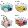 imagemDesign Wide Metal Farmhouse Storage Organizer Bin Baskets with Label Slot for Closet Cabinet Cupboard  Wire Organizing Basket Holds Clothing Linens Shoes Omaha Collection 4 Pack Matte Black