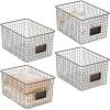 imagemDesign Large Metal Farmhouse Storage Organizer Bin Baskets with Label Slot for Closet Cabinet Cupboard Wire Organizing Basket Holds Clothing Linens Shoes Omaha Collection 4 Pack Bronze