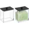 imagemDesign Plastic Rectangle Apothecary Canister Organizer for Bathroom Vanity Countertop Shelf Decor Holds Cotton Swabs Soap Makeup Bath Salts Lumiere Collection 2 Pack ClearBlack