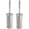 imagemDesign Toilet Bowl Brush and Holder  Covered Bathroom Brush  Standing Scrubber in Modern Holder  Space Saving Deep Cleaning for Toilet  2 Pack Silver