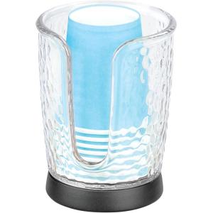 imagemDesign PlasticSteel Compact Small Disposable Paper Cup Dispenser Storage Holder for Rinsing Cups on Bathroom Vanity Countertops  Rain Collection  ClearBlack