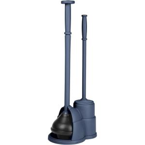 imagemDesign Plunger and Brush Set for Toilet Bowl  Hidden Modern Toilet Brush and Plunger Set with Caddy  Brush Cleaner and Plunger Combo with Holder for Bathroom  Hyde Collection  Navy Blue