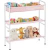 imagemDesign 3Tier Metal Frame Vertical Toy Storage Organizer Cart for ChildKids Bedroom Toy Room Playroom  Holds Toys Crayons Building Blocks Puzzles Crafts Books Blankets  PinkWhite