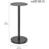 imagemDesign Glass Top SideEnd Drink Table  Tall Modern Round Accent Metal Nightstand Furniture for Living Room Dorm Home Office and Bedroom  9quot Round  Matte Black