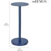 imagemDesign Glass Top SideEnd Drink Table  Tall Modern Round Accent Metal Nightstand Furniture for Living Room Dorm Home Office and Bedroom  9quot Round  Cobalt Blue