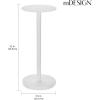 imagemDesign Glass Top SideEnd Drink Table  Tall Modern Round Accent Metal Nightstand Furniture for Living Room Dorm Home Office and Bedroom  9quot Round  Matte White